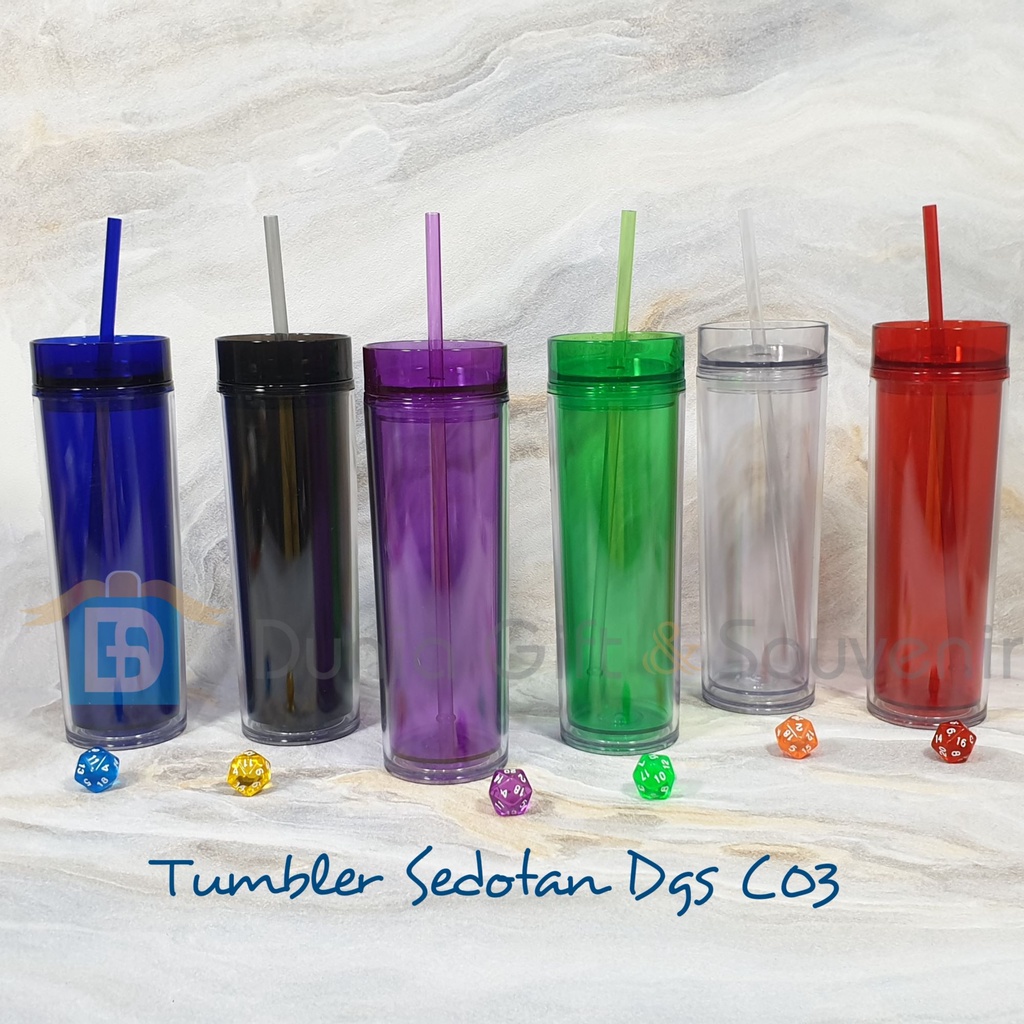 Tumbler Skinny 500ml FREE Sedotan Bening Dgs C03 | Tumbler Sedotan Body transparant Bonus Sedotan