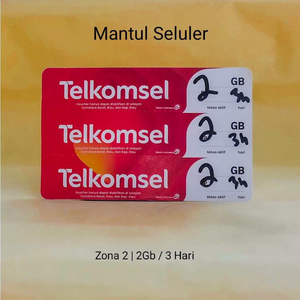Baru Voucher Telkomsel 2 GB 3 Hari Zona 2 Sumbar / Sumbagteng