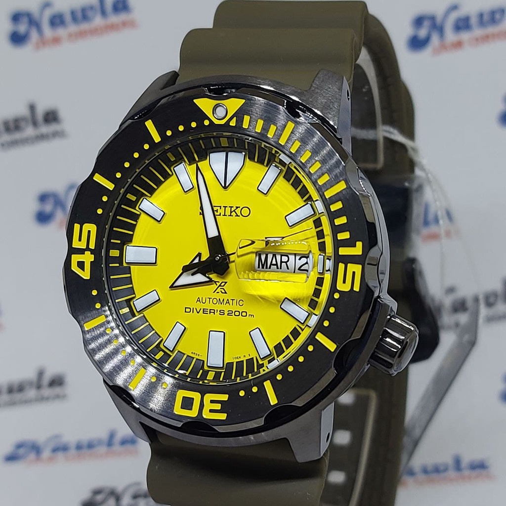 Seiko Prospex SRPF35K1 Yellow Black Monster - Jam Tangan Pria SRPF35