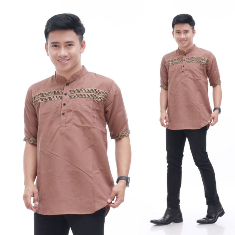 Baju Koko Kurta Dewasa Lengan Pendek M L XL Best Seller Koko Qurta Pakistan FF Matt katun adem tebal terbaru koko lebaran 2022 Hott Item kombinasi garis