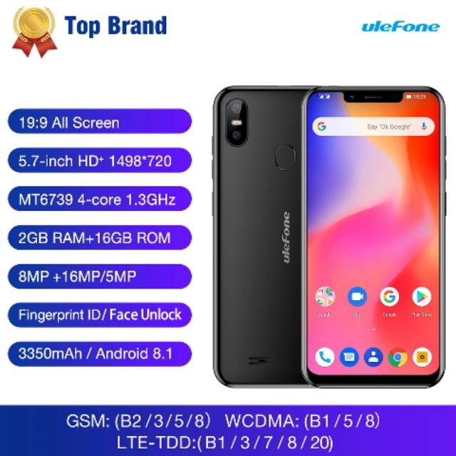Ulefone S10 Pro Android 8.1 5.7 " Quad Core 2 GB 16 GB ROM 13MP +5 MP
