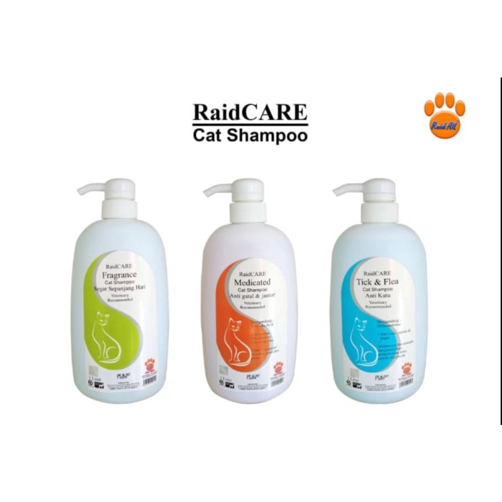 RAID CARE CAT SHAMPOO 1L / Shampo Medicated Fragrance Flea &amp; Tick