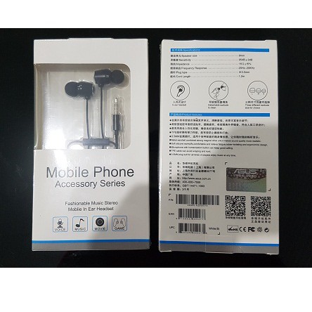 Headset ASUS zenfone in ear Earphone Original Pack - Black 100%Asli