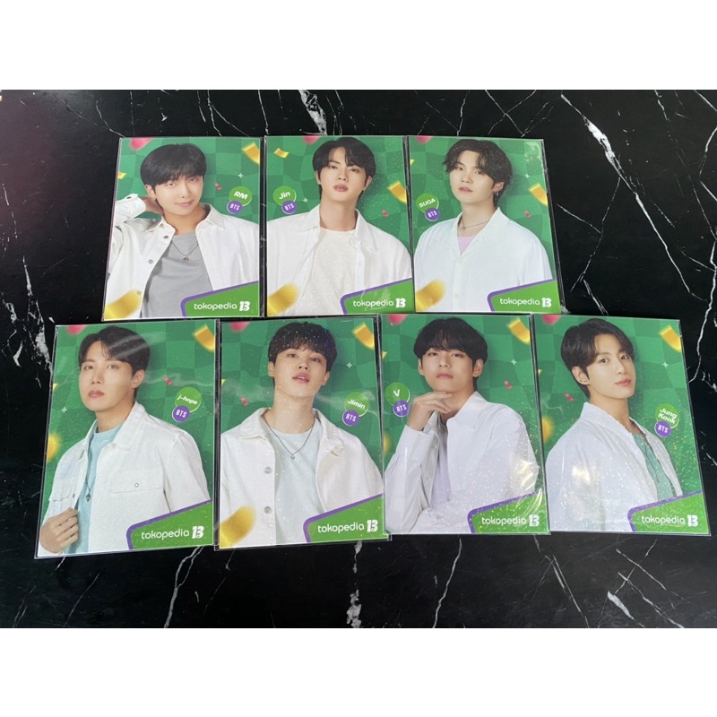 READY  PC Postcard BTS Toko ijo Hijau OFFICIAL SET OT7 namjoon RM jin SEOKJIN suga YOONGI jhope jimi