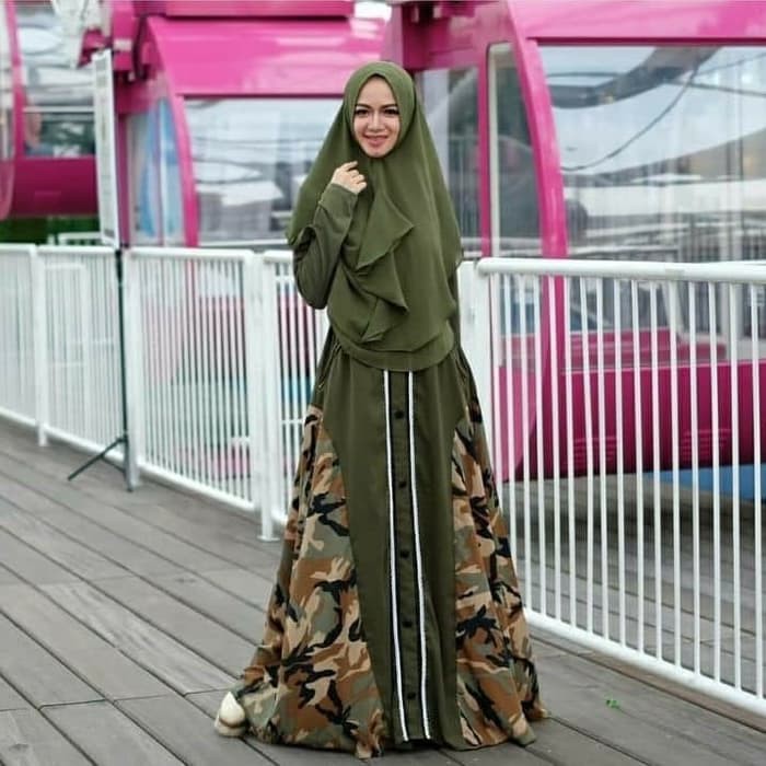 Gamis Syari BAJU GAMIS ARMY FAWNIA/MAXI BAJU MUSLIM/BAJU SYARI+KHIMAR Murah