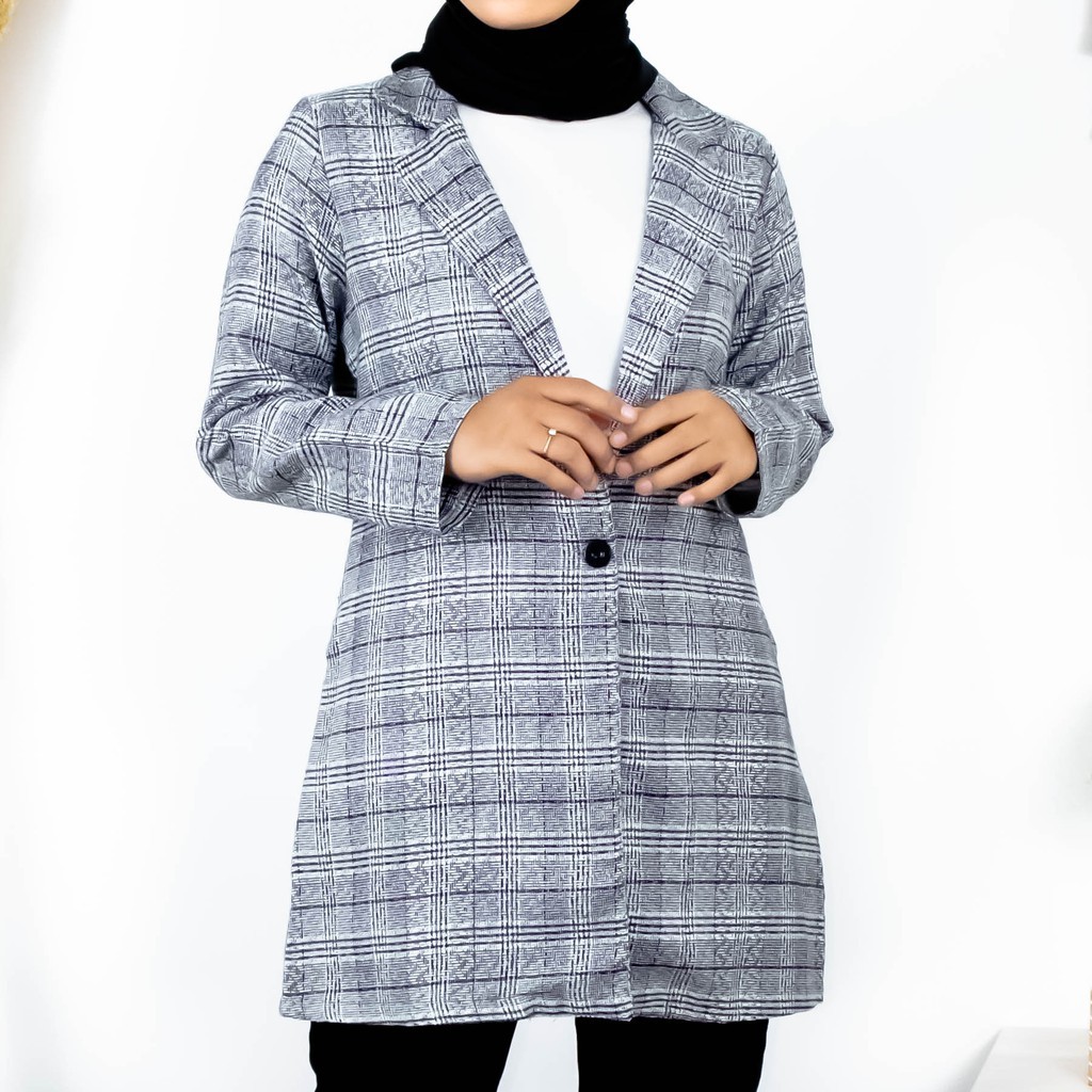 LS7185 PLAID BASIC BLAZER / blazer kotak-kotak / blazer kantor / blazer kerja by Aira