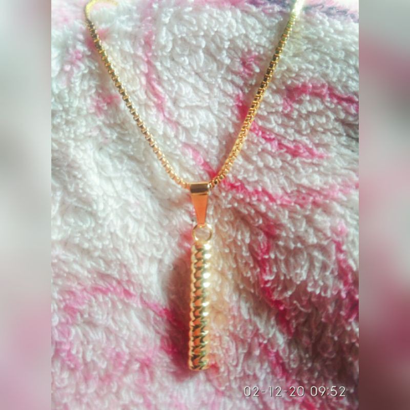 kalung italy bambu lapis emas 24 k