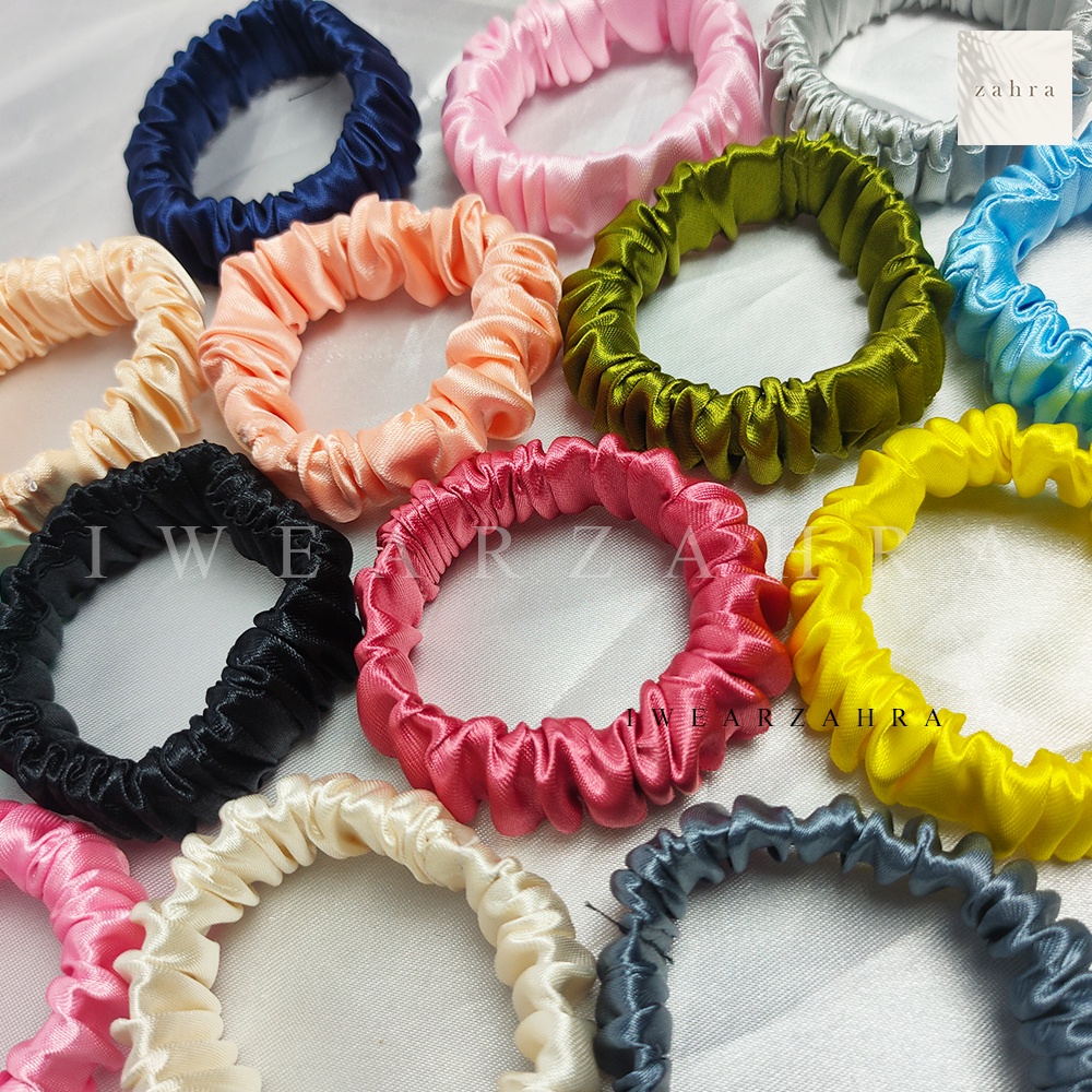 SCRUNCHIE KERUT AUREL - Scrunchie korea fachial kerut accessories awan aksesoris olahraga bahan satin ikat rambut kilap kuncir satin silk kunciran kilap aksesoris hijab murah