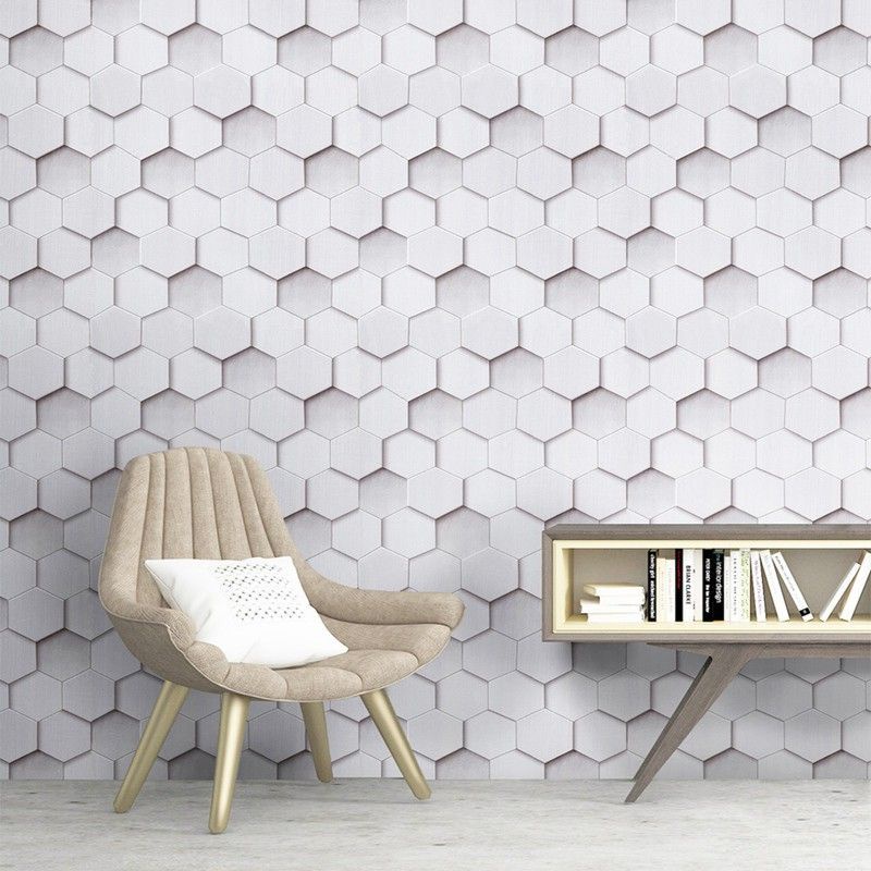 Wallpaper Sticker Motif Hexagonal Geometris 3D