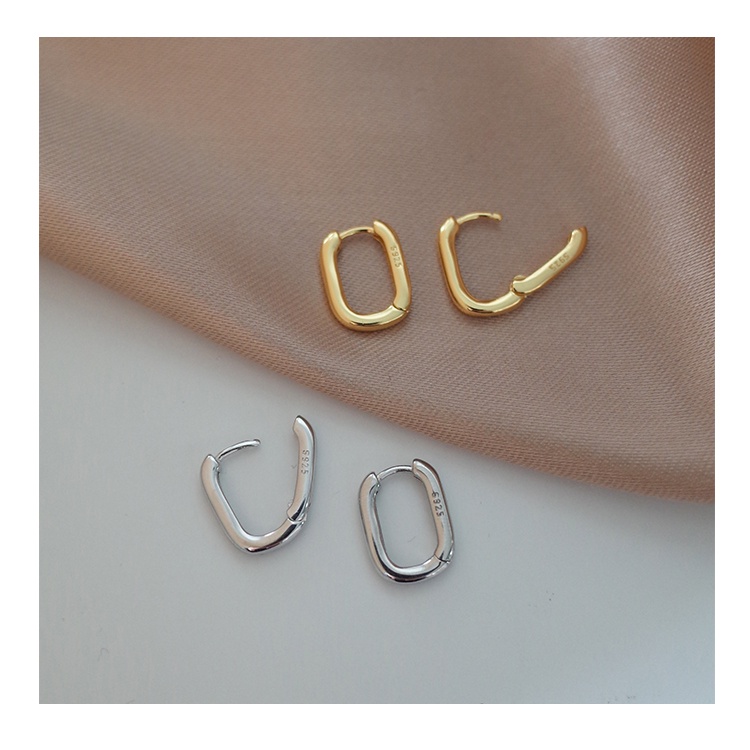 Anting Bentuk U Oval Lingkaran Bahan S925 Silver Gaya Retro Untuk Wanita