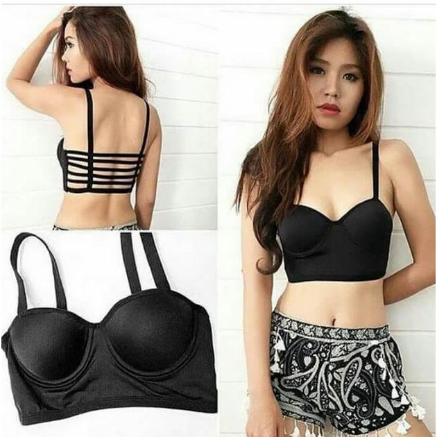 BRA TALI 6 ~ SPORT BRA ~ BRA SOREX ~ BIKINI ~ BRA TANPA KAWAT - Hitam