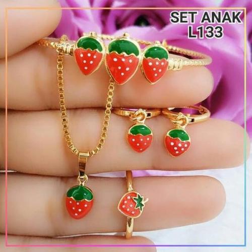 1 Set Perhiasan Anak Mickey Mouse/Doraemon/Kudaponi/Apel/Strowbery Cantik /Gelang Tangan/Anting/Cincin/Kalung/ BAYAR DI TEMPAT [COD]