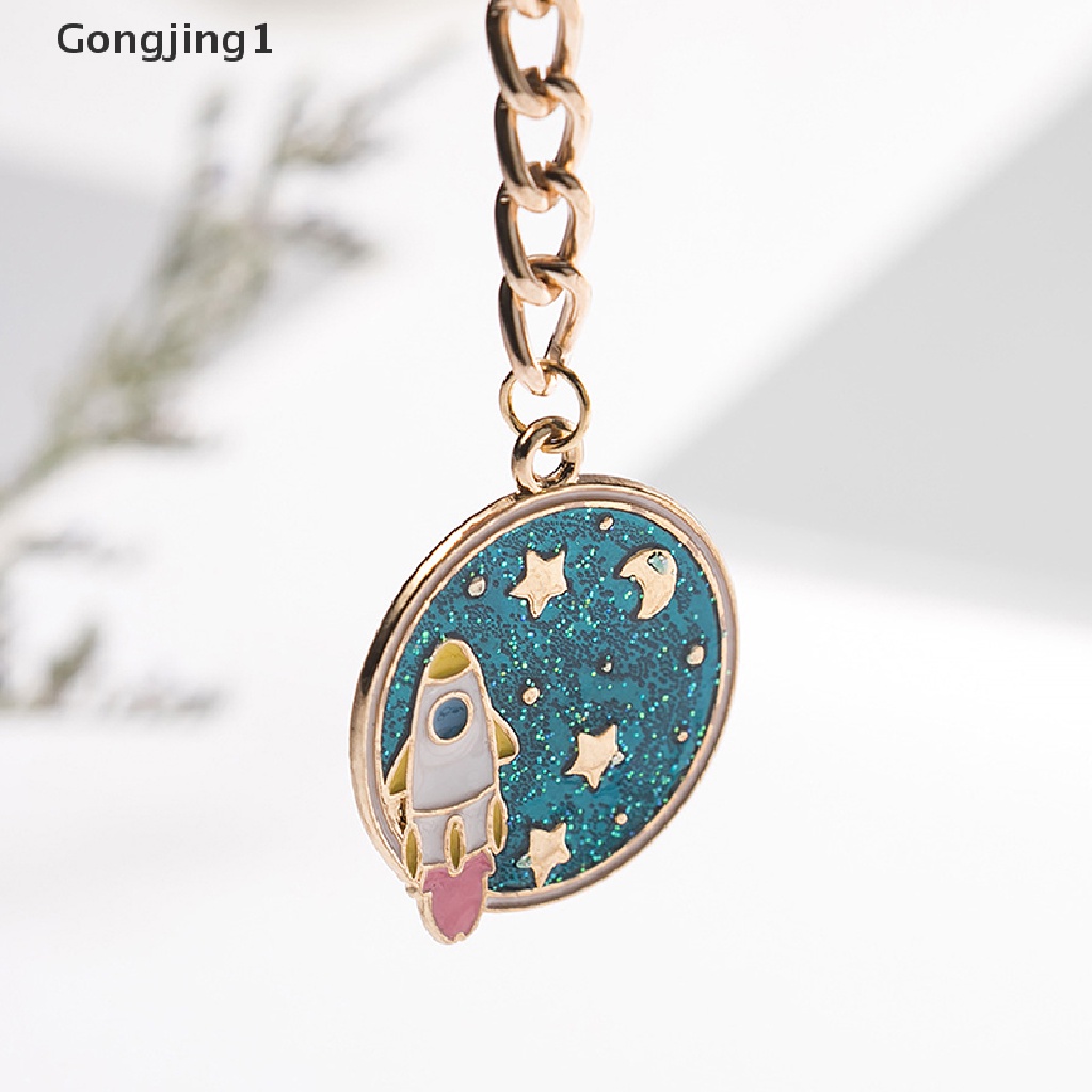 Gongjing1 Escape from the earth! Gantungan Kunci Enamel Bentuk Planet Astronot