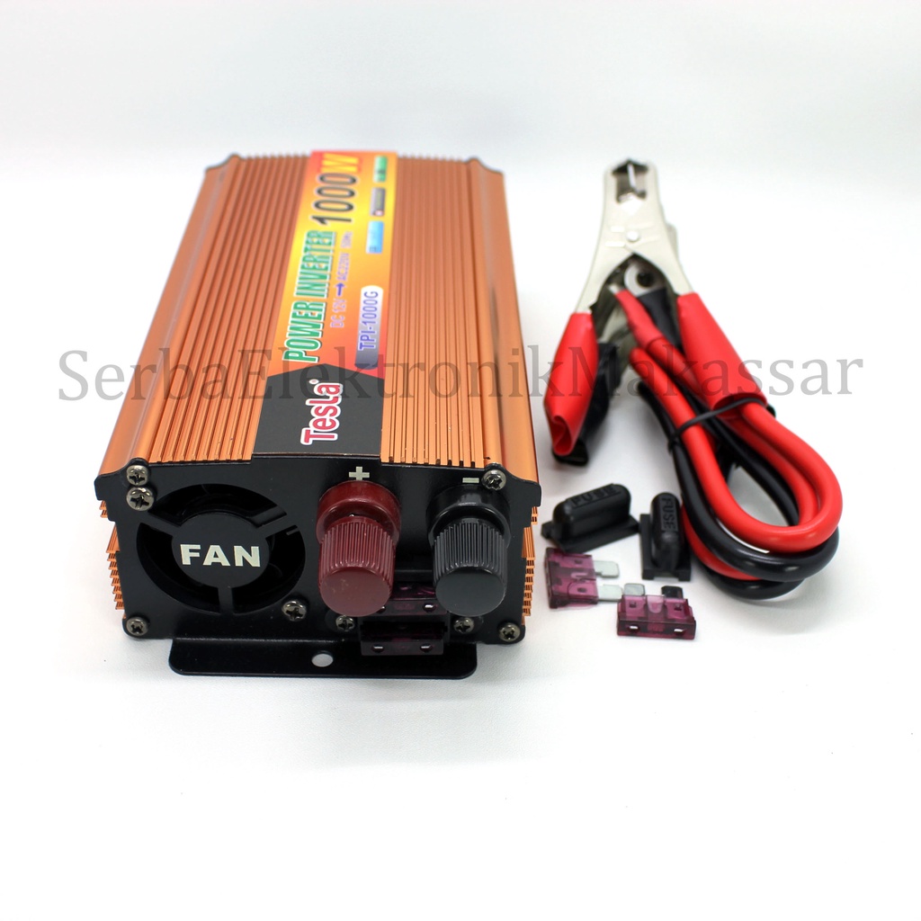 Power Inverter 1000Watt Merk TESLA DC 12Volt to AC 220Volt