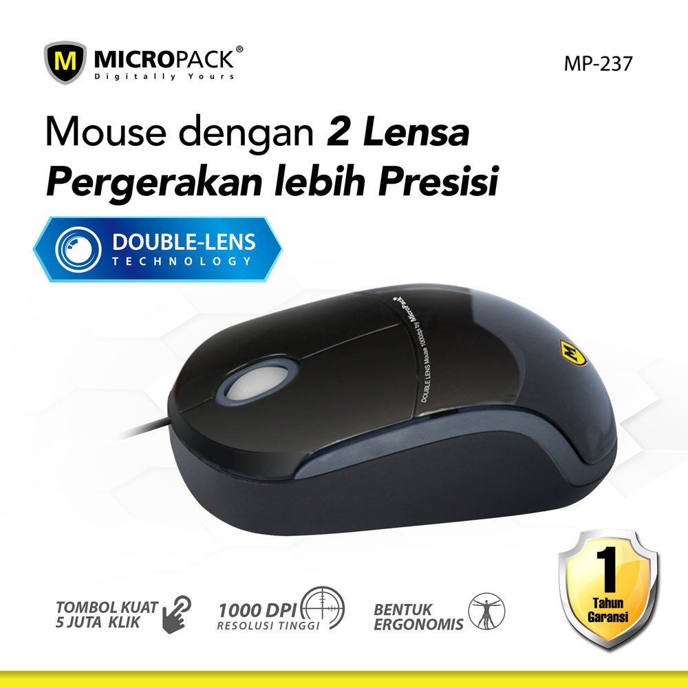 Micropack Wired Mouse Double Lens Grey (MP-237) | Shopee