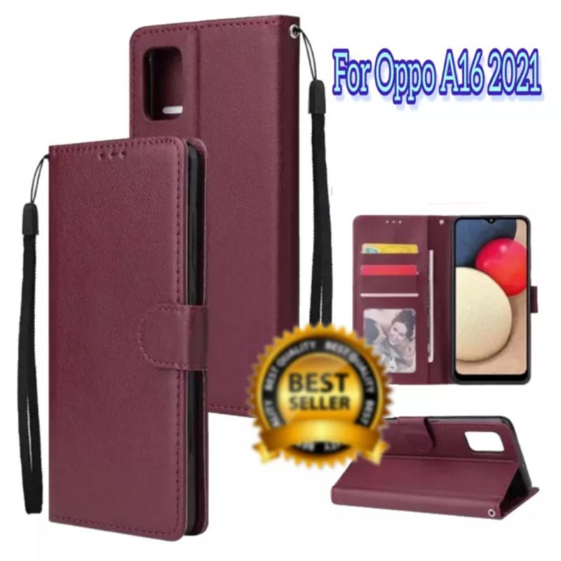FLIP CASE DOMPET KULIT OPPO A16/A55