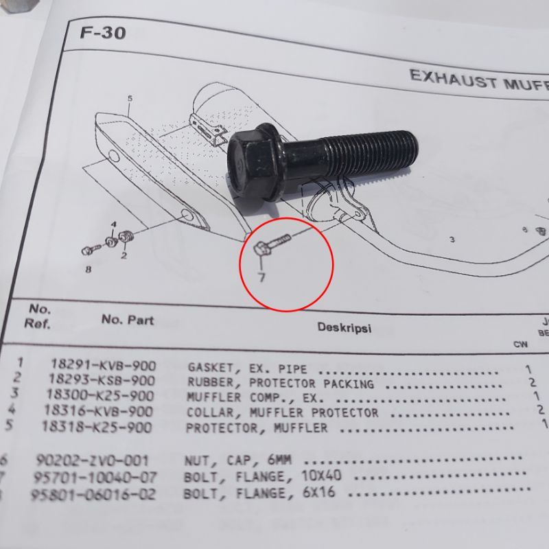 Baut pangkon gantungan Knalpot Honda Beat Scoopy  Spacy Original