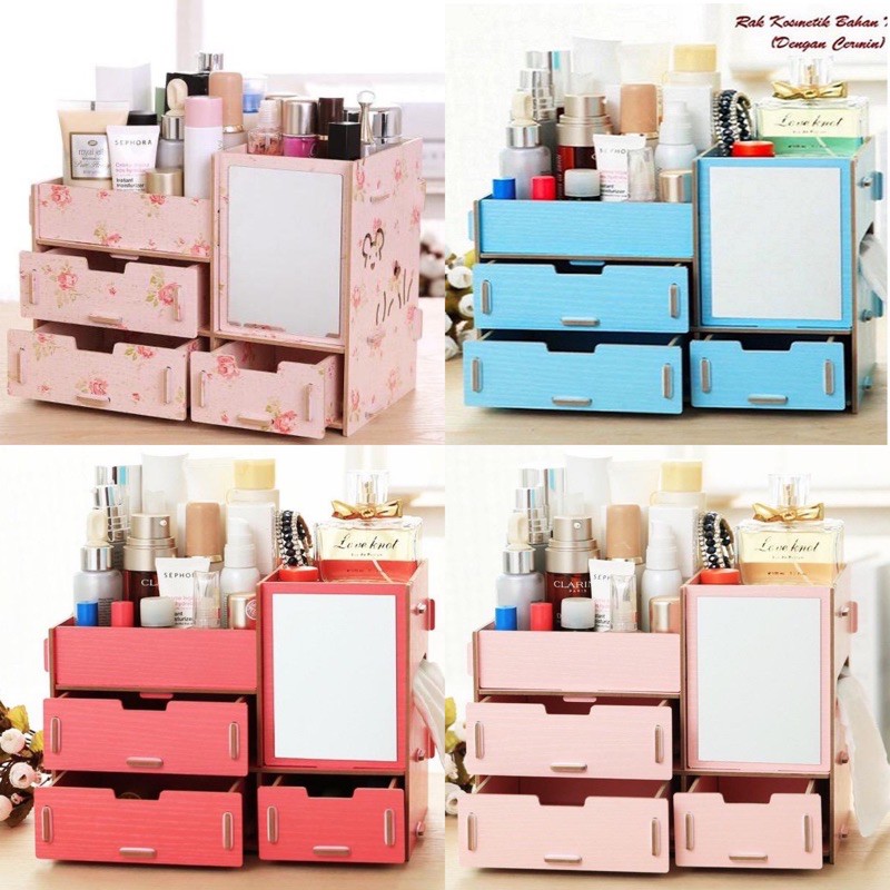 Rak Kosmetik Bahan Kayu CERMIN / cosmetic storage R57