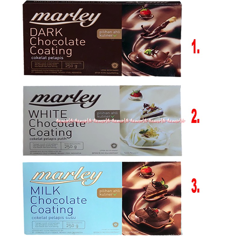 Marley Dark Chocolate Coating 250gr White Chocolate Milk Chocolate Coklat Untuk Kue Cookies Coklat Putih Batang