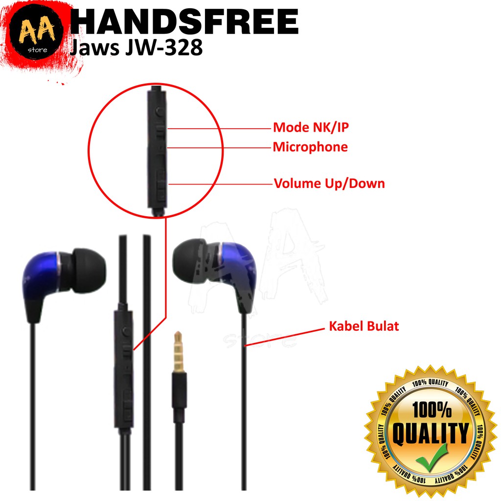 Handsfree/Headset/Earphone Super Mega Bass Jaws JW-328