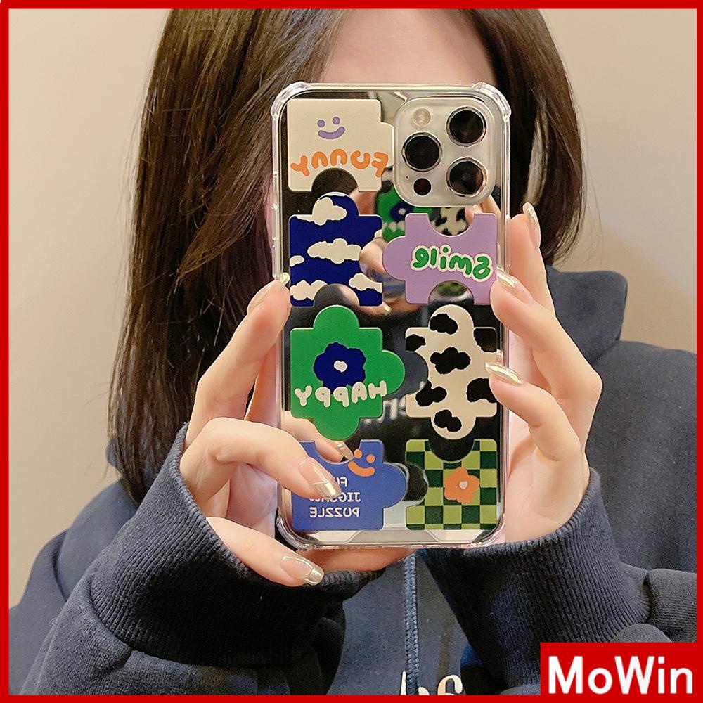 iPhone Case Acrylic HD Mirror Laser Airbag Shockproof Protection Camera Cute Puzzle Compatible For iPhone 11 iPhone 13 Pro Max iPhone 12 Pro Max iPhone 7 Plus iPhone xr xs max