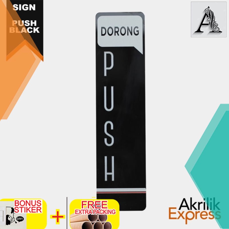 

Grosir Sign push hitam / Signage acrylic / Sign akrilik