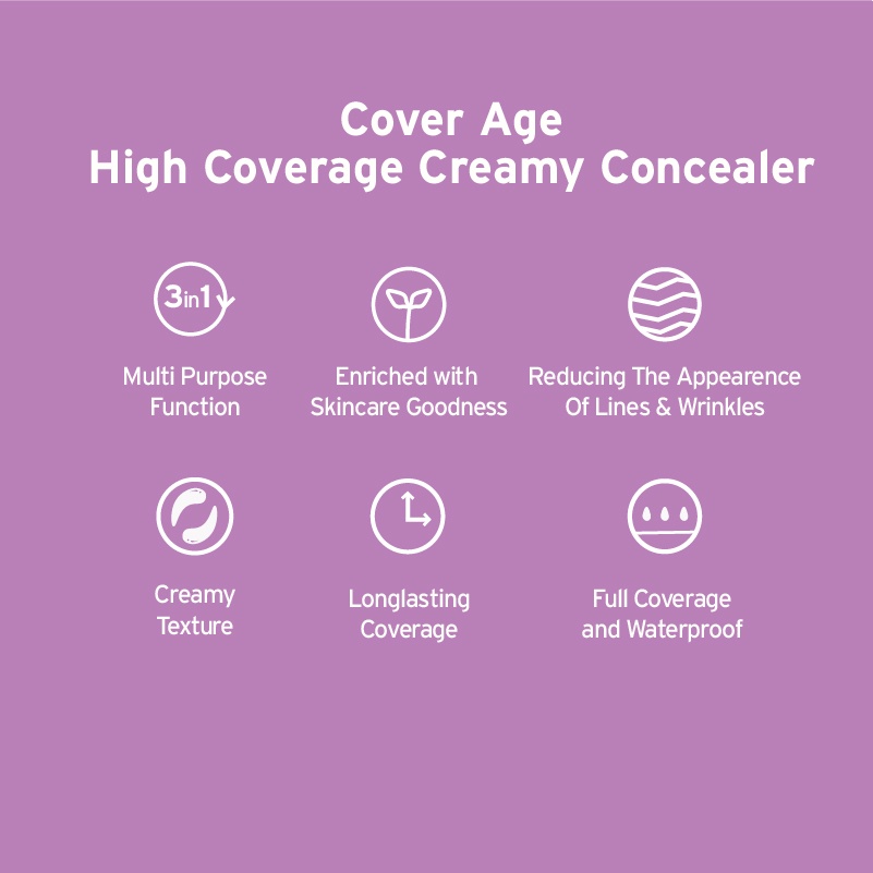 MOP Mother Of Pearl - Cover Age High Coverage Creamy Concealer - LN1 Menutup Jerawat Kemerahan Warna Kulit yang Tidak Merata