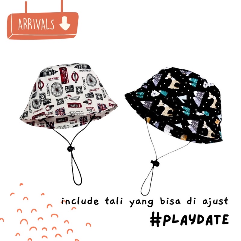 Bucket Hat Anak Laki Laki Perempuan Topi Rimba Dengan Tali Topi Piknik Anak Kupluk Anak Bayi Aksesoris Kepala Anak Laki Laki Perempuan-1