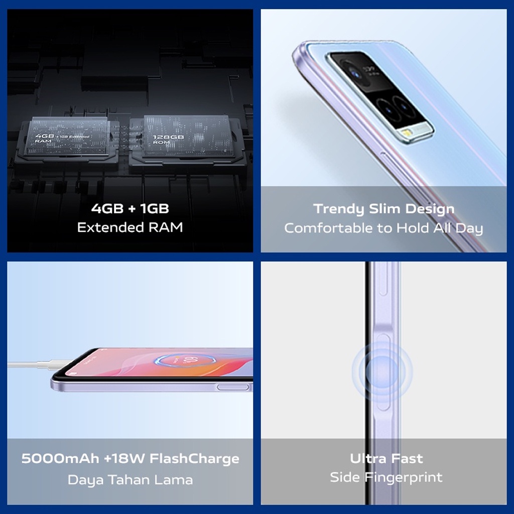 Vivo Y21 RAM 4GB+1GB ExtenDed ROM 64GB GARANSI RESMI Handphone vivo hp vivo y20 terbaru hp vivo y21 murah promo bisa cicilan bisa COD gratis ongkir vivo y21t y20-4
