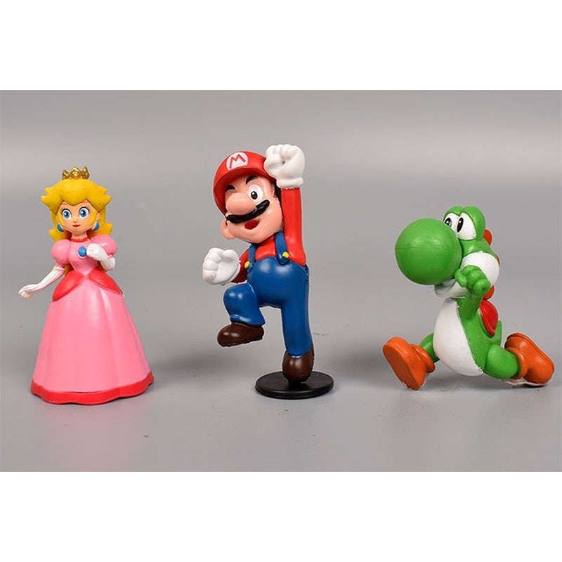 18Pcs/Lot Super Mario Bros PVC Action Figures Toys Yoshi Peach Princess Luigi Shy Guy Odyssey Donkey Kong Model Cartoon Dolls