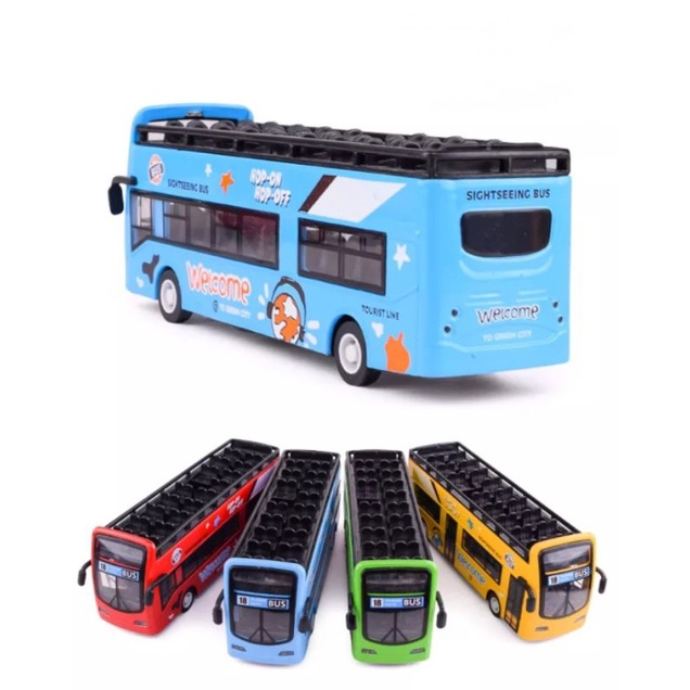 Mainan Diecast Bus London Miniatur Diecast Mobil Mobilan Bis Tingkat Luxury Bus