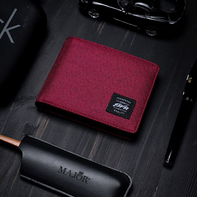 Dompet Pria Bahan Kulit Canvas JP10-MAROON