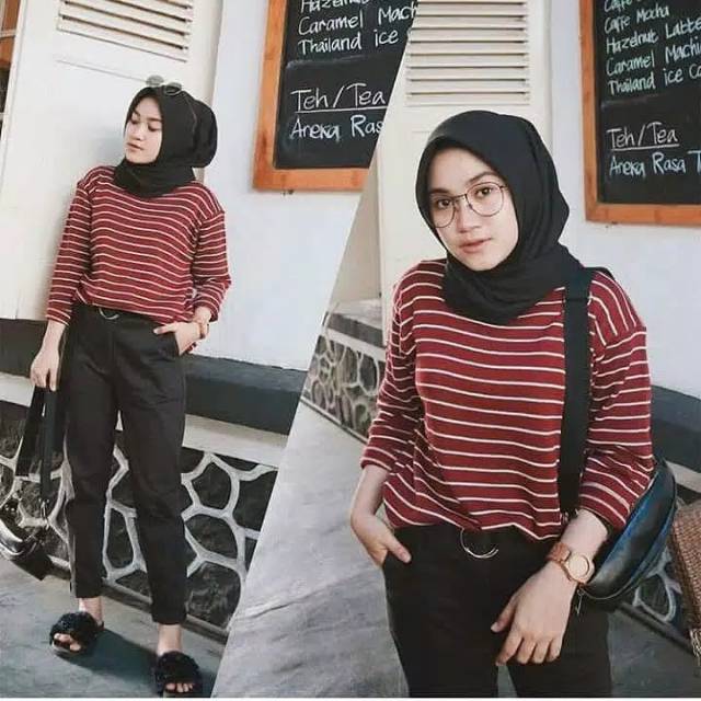 Adeline stripe knit rajut wanita