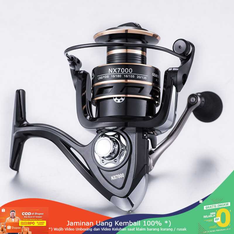 (BISA COD) RVOSTR Gold Sharking NX2000 Series Metal Reel Fishing Reel 5.2:1 Gear Ratio