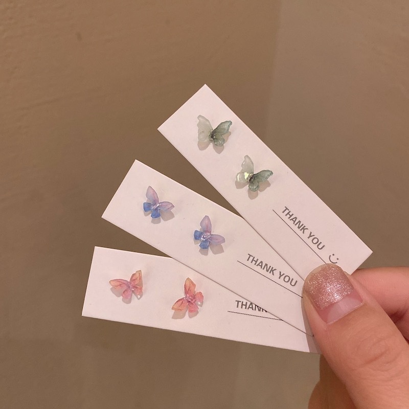 AY(CN) 8pcs/set Korean Fashion Colorful Butterfly Earring Set Girl Stud Earrings Women Jewelry Accessories