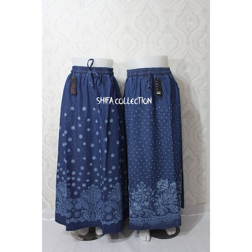 Rok Jeans Wanita Motif Sablon Model A (All Size - Dewasa)