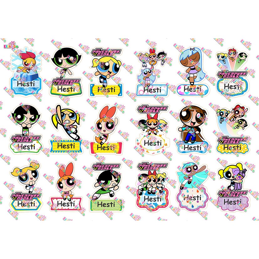 

LABEL NAMA THE POWERPUFF GIRLS 72 STIKER - WATERPROOF - 1 Nama PG1M1