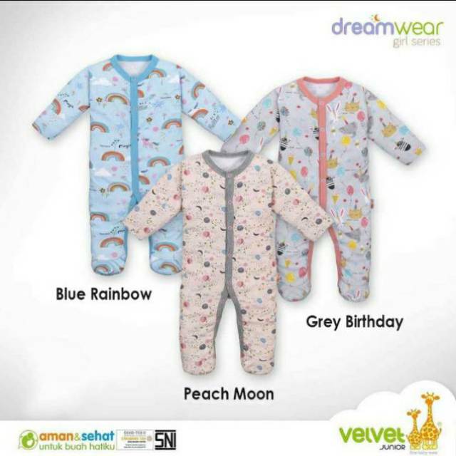 VELVET JUNIOR  DREAMWEAR PIYAMA SLEEPSUIT  SETELAN SML MOTIF RAINBOW