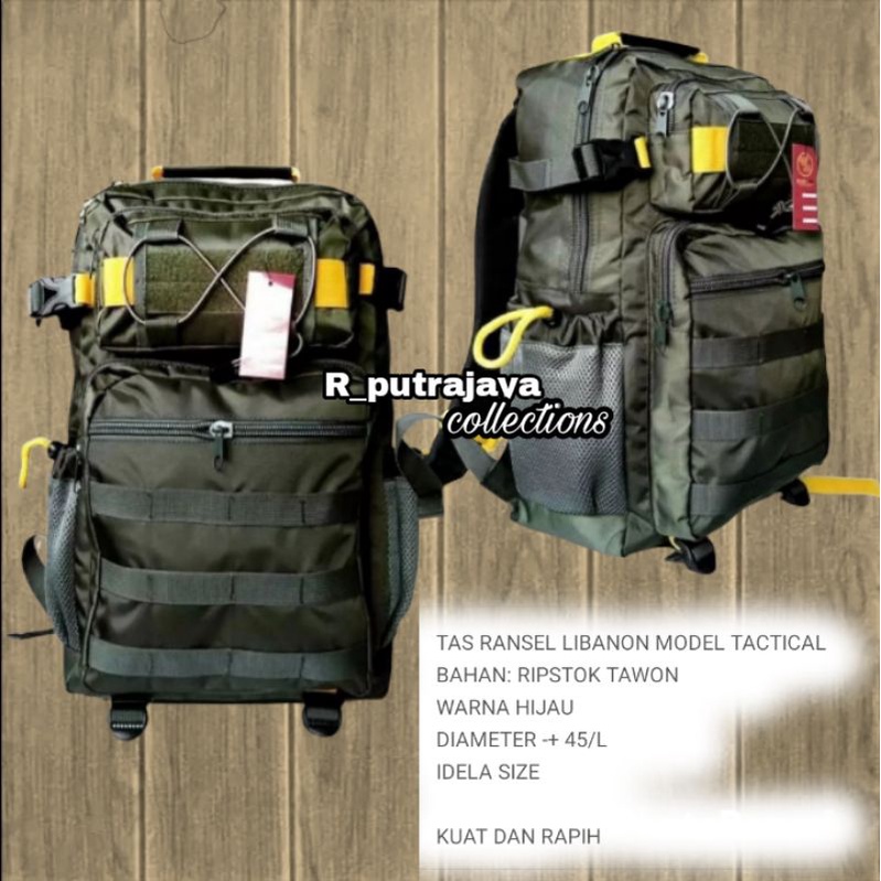 TAS RANSEL LIBANON MODEL TACTICAL/TAS RANSEL PUNGGUNG LIBANON HIJAU VARIASI KUNING/ TAS LIBANON HIJAU TACTICAL