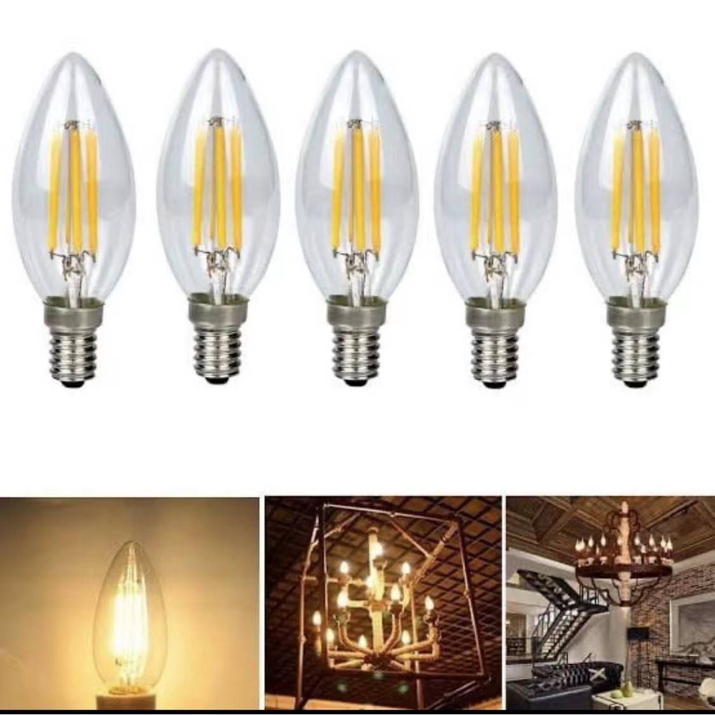 LAMPU LED FILAMENT CANDLE 4W C35 E14 E27LAMPU EDISON BOHLAM PEX