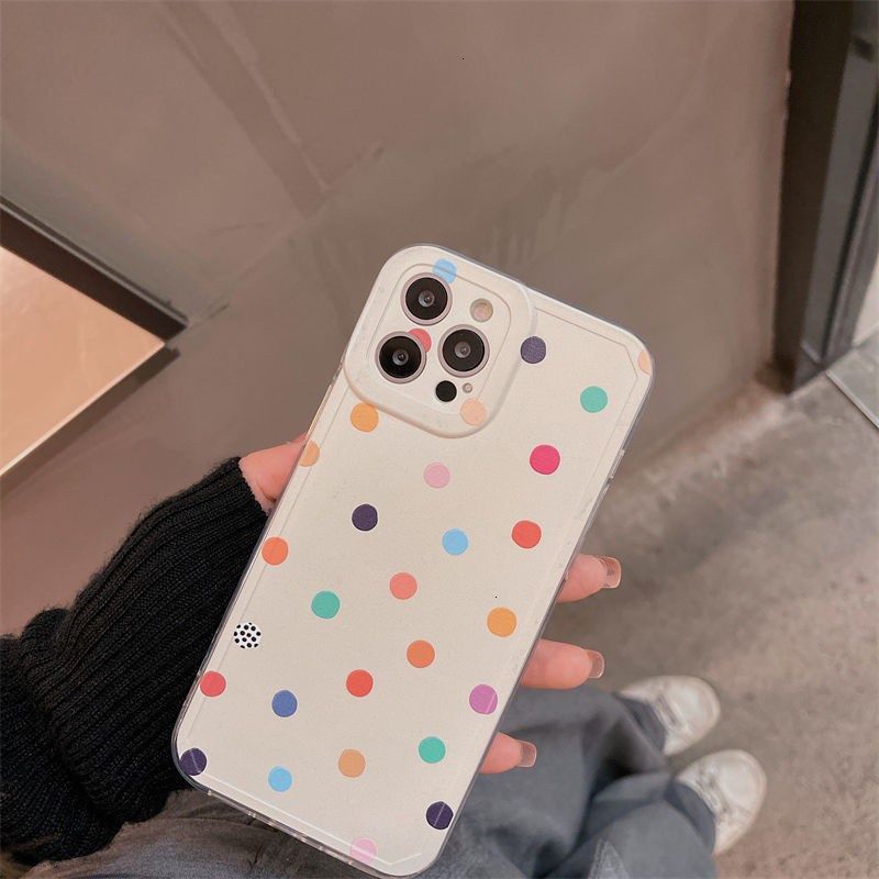 Polka dot flower pattern with mobile phone holder iPhone case 11 12 Pro Max ProMax 7 8 Plus X Xs XsMax soft case