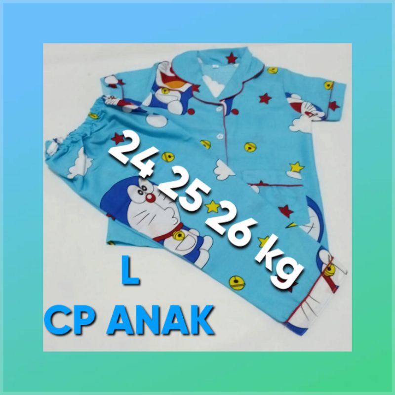 baju tidur anak setelan celana panjang lengan pendek piyama set couple motif katun jepang karakter