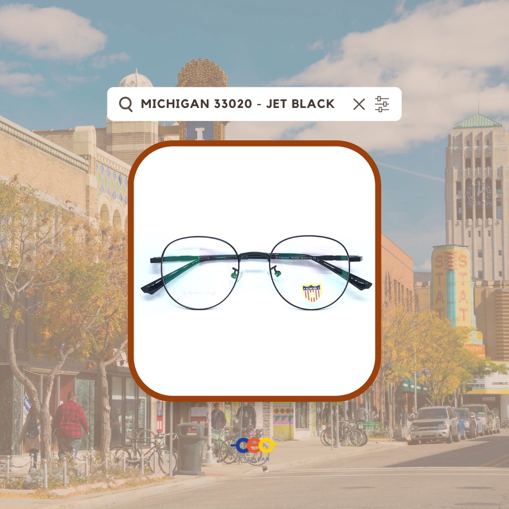 KACAMATA CEO MICHIGAN 33020 Kacamata Bulat Kacamata Antiradiasi Pria dan Wanita Frame Kacamata Photochromic dan Minus Premium