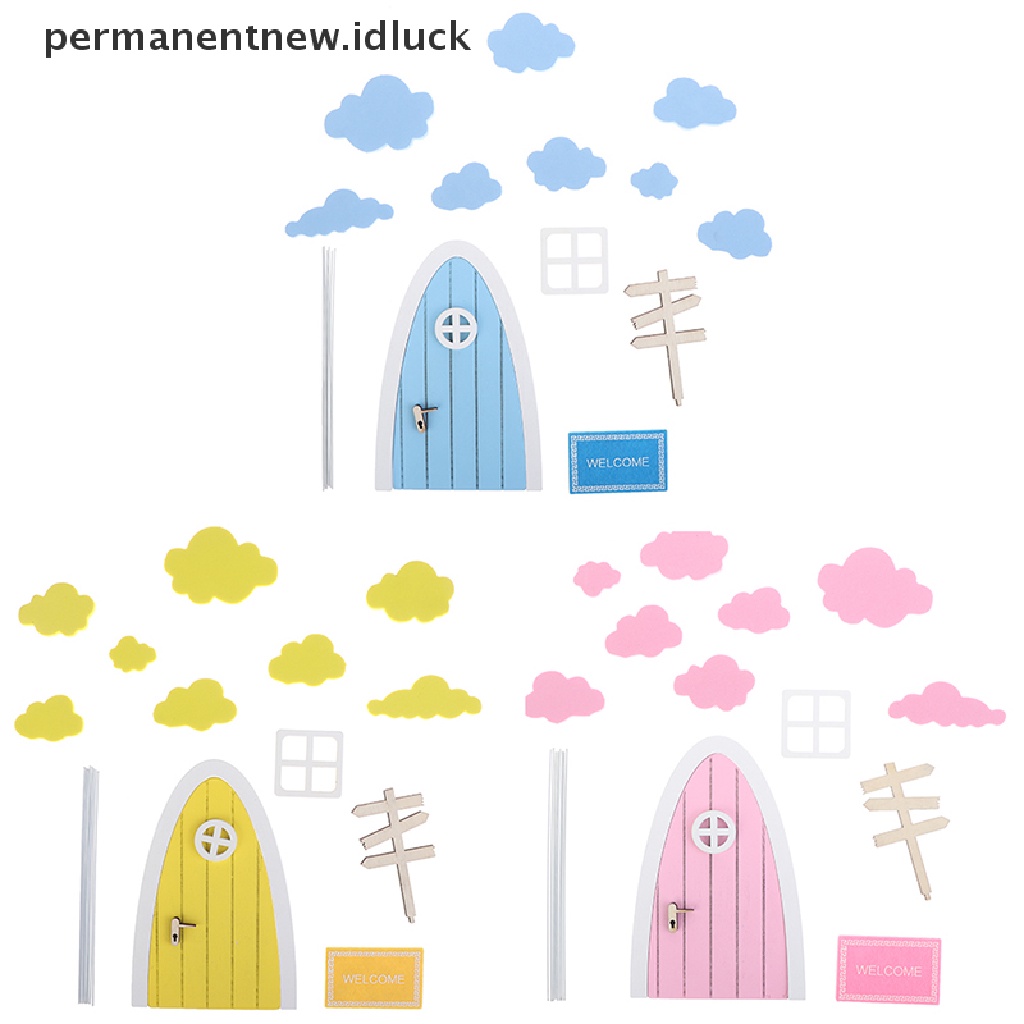 Luckypermanent 1 Set Miniatur Pintu / Jendela Rumah Boneka Peri Skala 1: 12