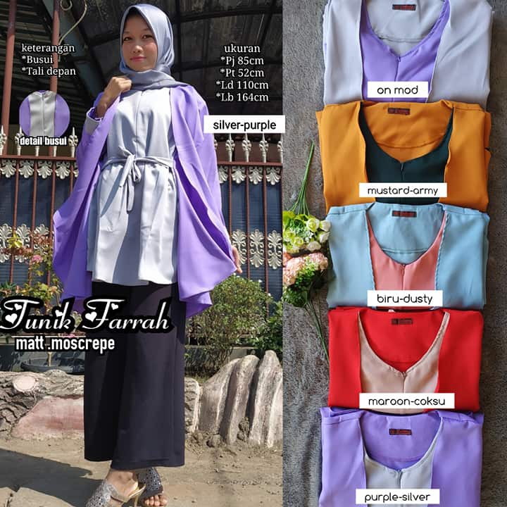 tunik sabyan moscrepe/sabyan tunik wanita tali pinggang