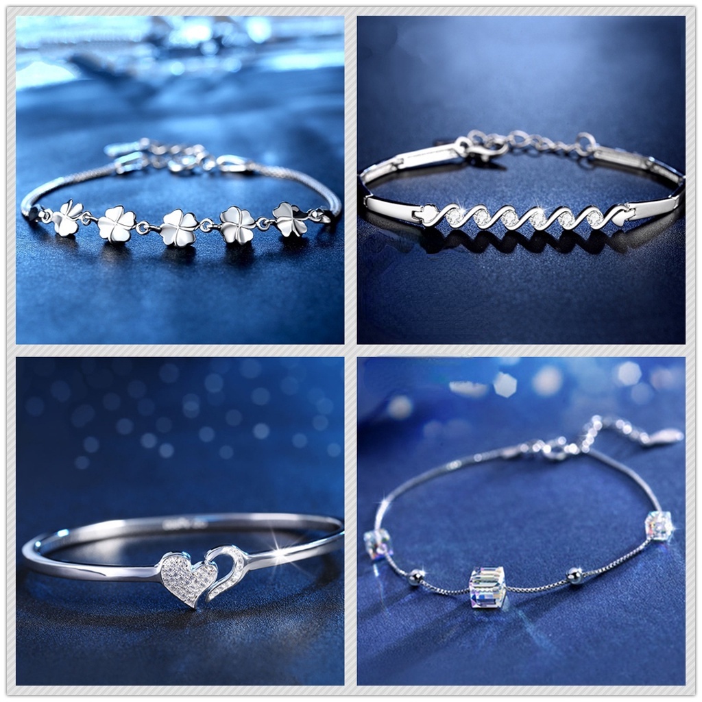 Gelang Berlian Zircon 3AAA Bahan Stainless Steel Bentuk Persegi Gaya Korea Untuk Wanita