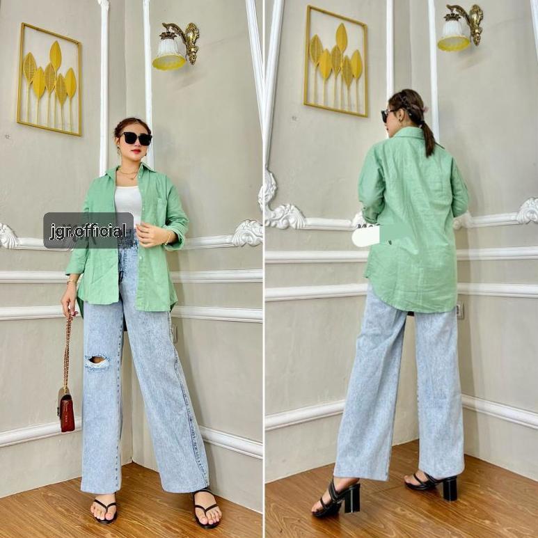 [MIN.01Jl22p] KEMEJA OVERSIZE LINEN MURAH