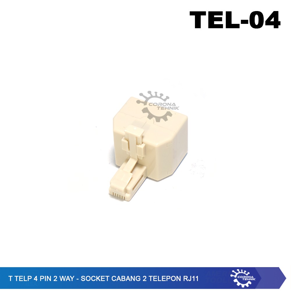 T Telp 4 Pin 2 Way - Socket Cabang 2 Telepon RJ11