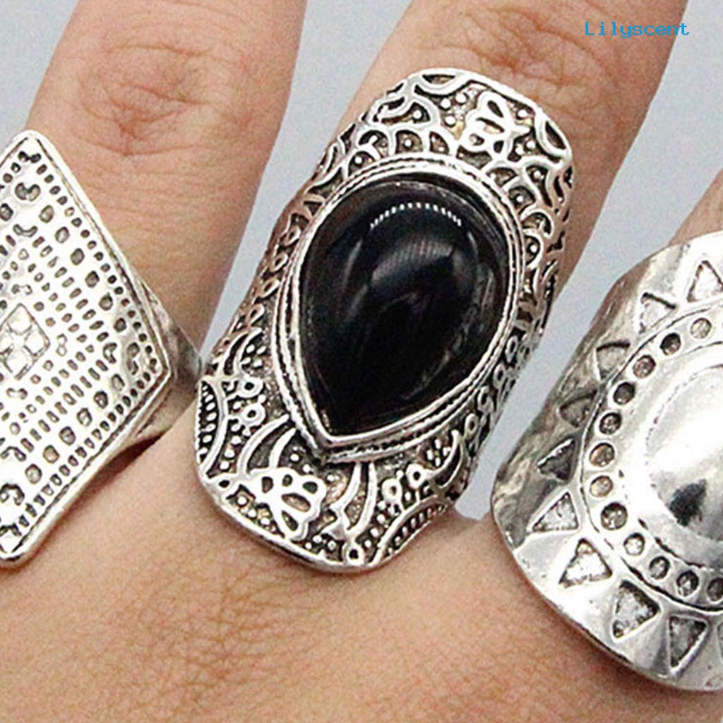 Lc 4Pcs / Set Cincin Fidget Gaya Bohemia Ringan Tahan Lama Untuk Unisex / Pria / Wanita / Pesta