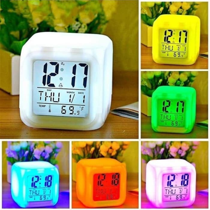 Jam Alarm Digital Led Warna warni - Jam Digital Alarm Multifungsi